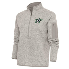 Dallas Stars Antigua Women's Team Logo Fortune Quarter-Zip Jacket - Oatmeal | US 5104420
