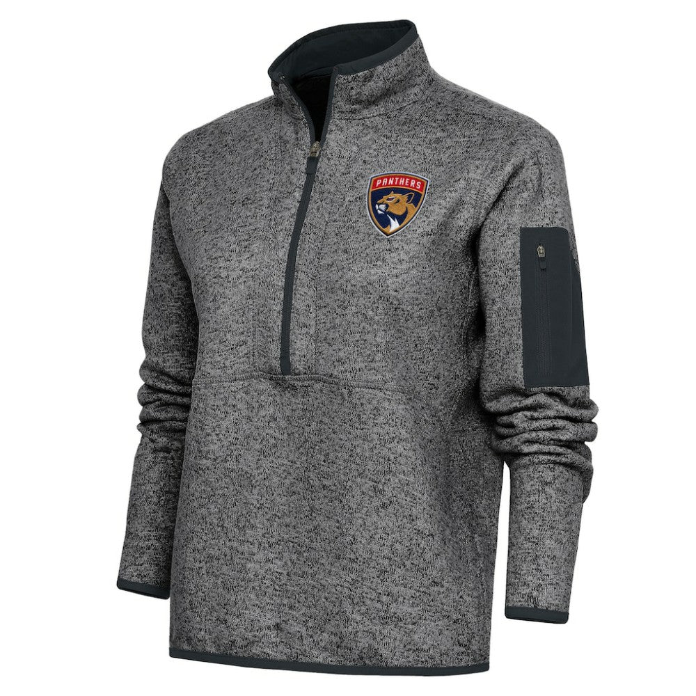 Florida Panthers Antigua Women's Team Logo Fortune Quarter-Zip Jacket - Heather Charcoal | US 5104429