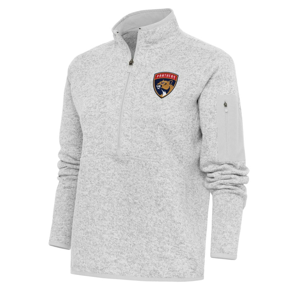 Florida Panthers Antigua Women's Team Logo Fortune Quarter-Zip Jacket - Heather Gray | US 5104430