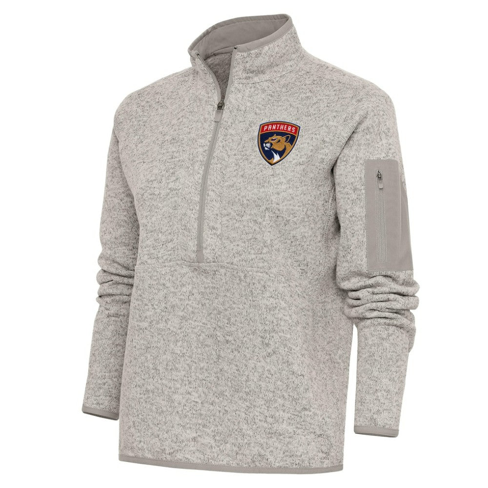 Florida Panthers Antigua Women's Team Logo Fortune Quarter-Zip Jacket - Oatmeal | US 5104432