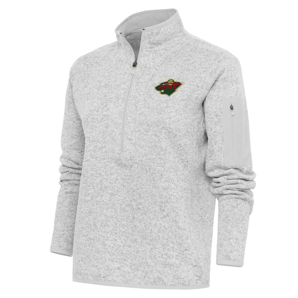 Minnesota Wild Antigua Women's Team Logo Fortune Quarter-Zip Jacket - Heather Gray | US 5104438
