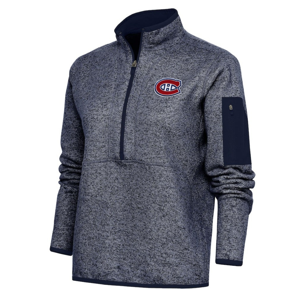 Montreal Canadiens Antigua Women's Team Logo Fortune Quarter-Zip Jacket - Heather Navy | US 5104442