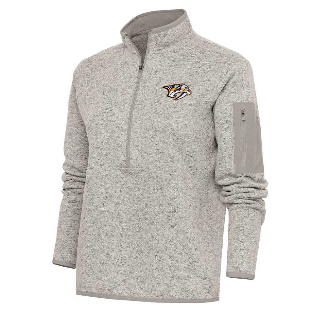 Nashville Predators Antigua Women's Team Logo Fortune Quarter-Zip Jacket - Oatmeal | US 5104447
