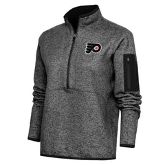 Philadelphia Flyers Antigua Women's Team Logo Fortune Quarter-Zip Jacket - Heather Black | US 5104464