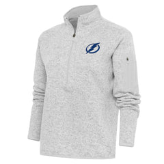 Tampa Bay Lightning Antigua Women's Team Logo Fortune Quarter-Zip Jacket - Heather Gray | US 5104485