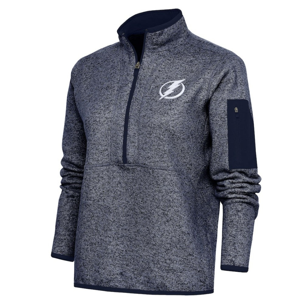 Tampa Bay Lightning Antigua Women's Team Logo Fortune Quarter-Zip Jacket - Heather Navy | US 5104486