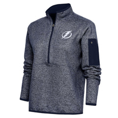 Tampa Bay Lightning Antigua Women's Team Logo Fortune Quarter-Zip Jacket - Heather Navy | US 5104486