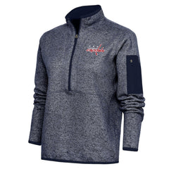 Washington Capitals Antigua Women's Team Logo Fortune Quarter-Zip Jacket - Heather Navy | US 5104502