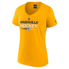 Nashville Predators Fanatics Women's Authentic Pro Primary V-Neck T-Shirt - Gold | US 5105352