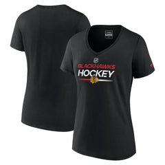 Chicago Blackhawks Fanatics Women's Authentic Pro V-Neck T-Shirt - Black | US 5105355