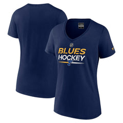 St. Louis Blues Fanatics Women's Authentic Pro V-Neck T-Shirt - Navy | US 5105412