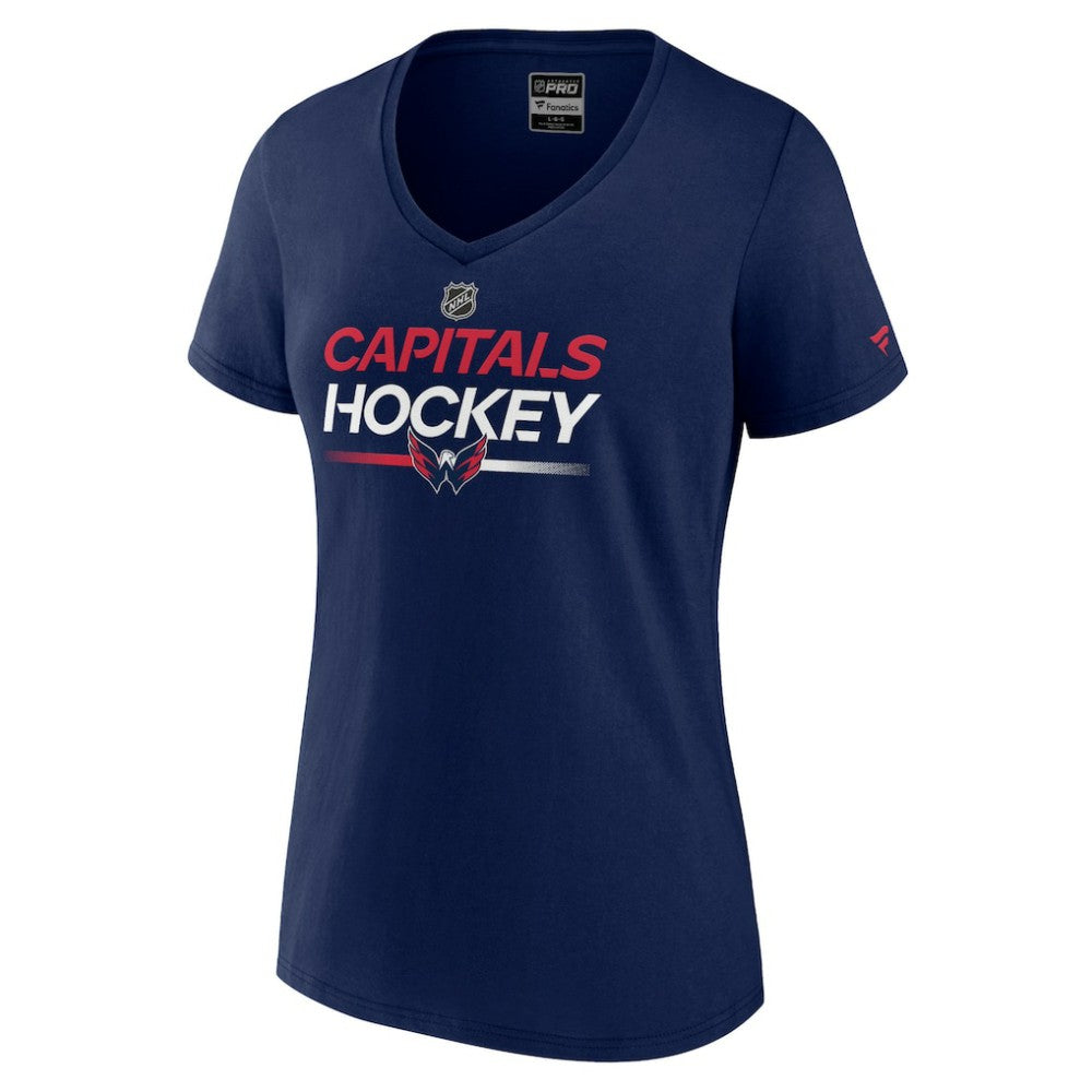 Washington Capitals Fanatics Women's Authentic Pro V-Neck T-Shirt - Navy | US 5105413