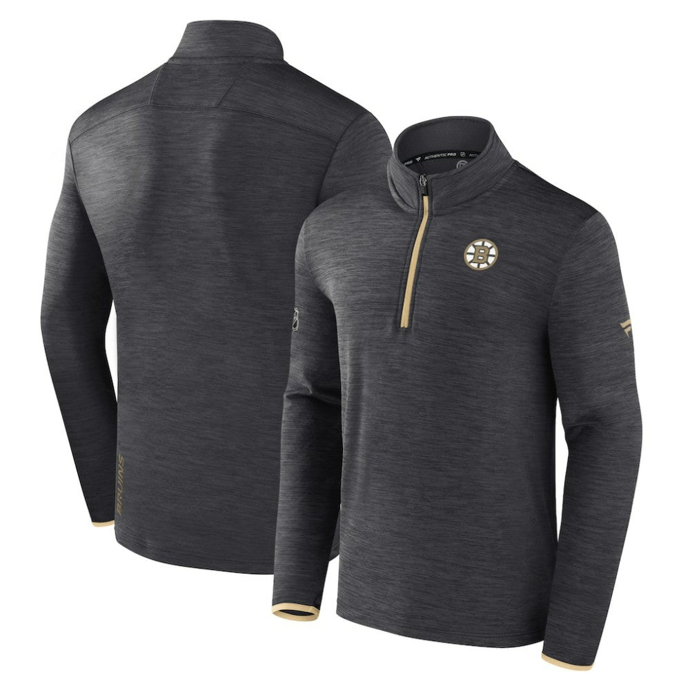 Boston Bruins Fanatics Authentic Pro Quarter-Zip Pullover Top - Heather Charcoal | US 5105859