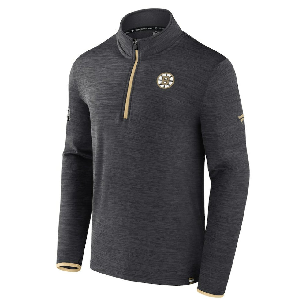 Boston Bruins Fanatics Authentic Pro Quarter-Zip Pullover Top - Heather Charcoal | US 5105859