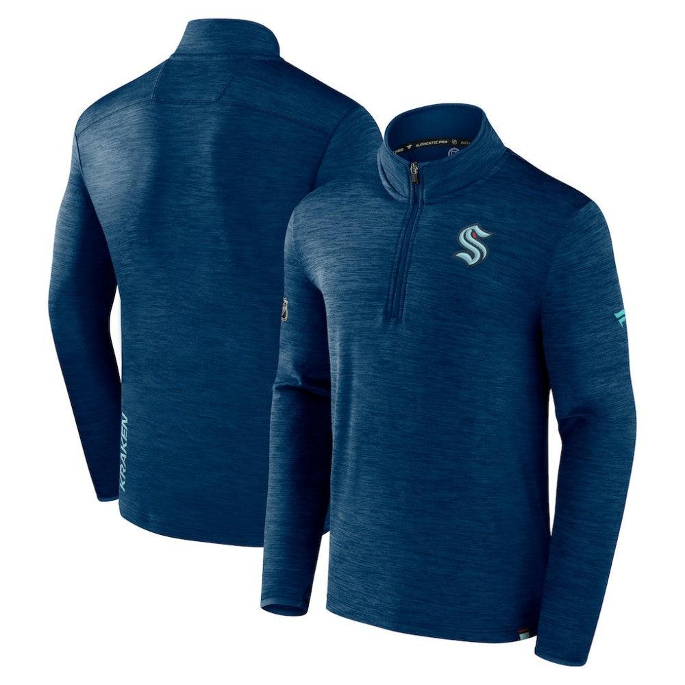 Seattle Kraken Fanatics Authentic Pro Quarter-Zip Pullover Top - Deep Sea Blue | US 5105873