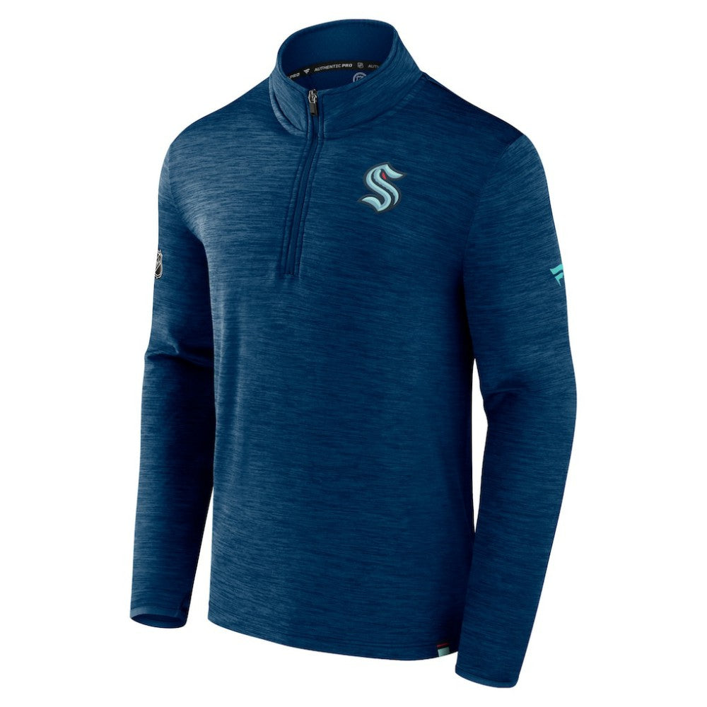 Seattle Kraken Fanatics Authentic Pro Quarter-Zip Pullover Top - Deep Sea Blue | US 5105873