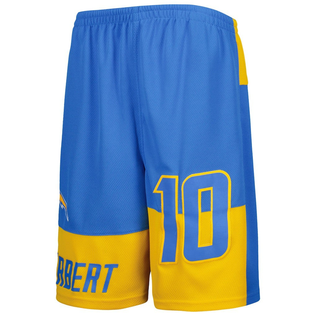 Justin Herbert Los Angeles Chargers Youth Player Name & Number Shorts - Powder Blue Shorts