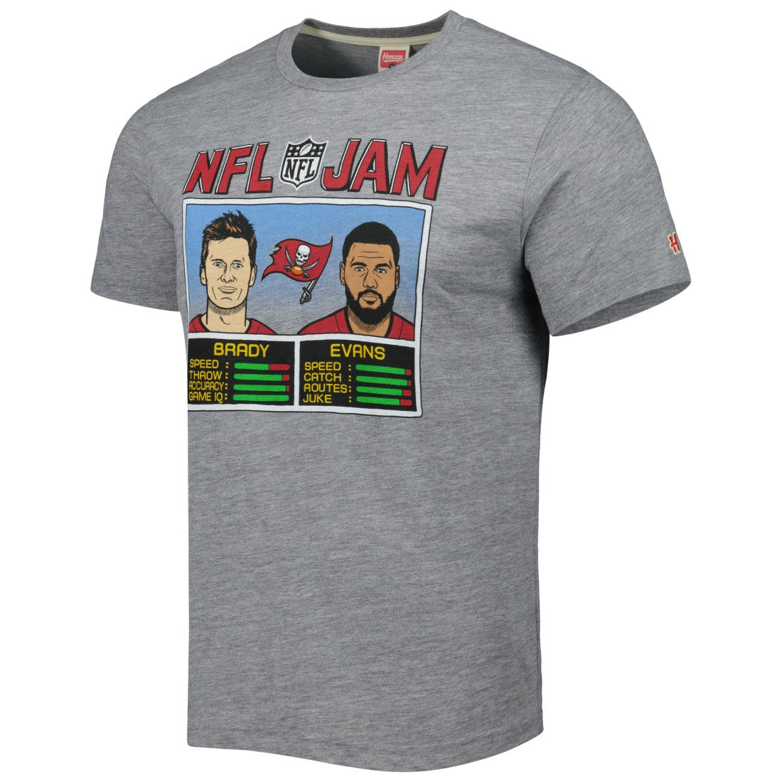 Tom Brady & Mike Evans Tampa Bay Buccaneers Homage Unisex NFL Jam Tri-Blend T-Shirt - Heather Gray T-shirts
