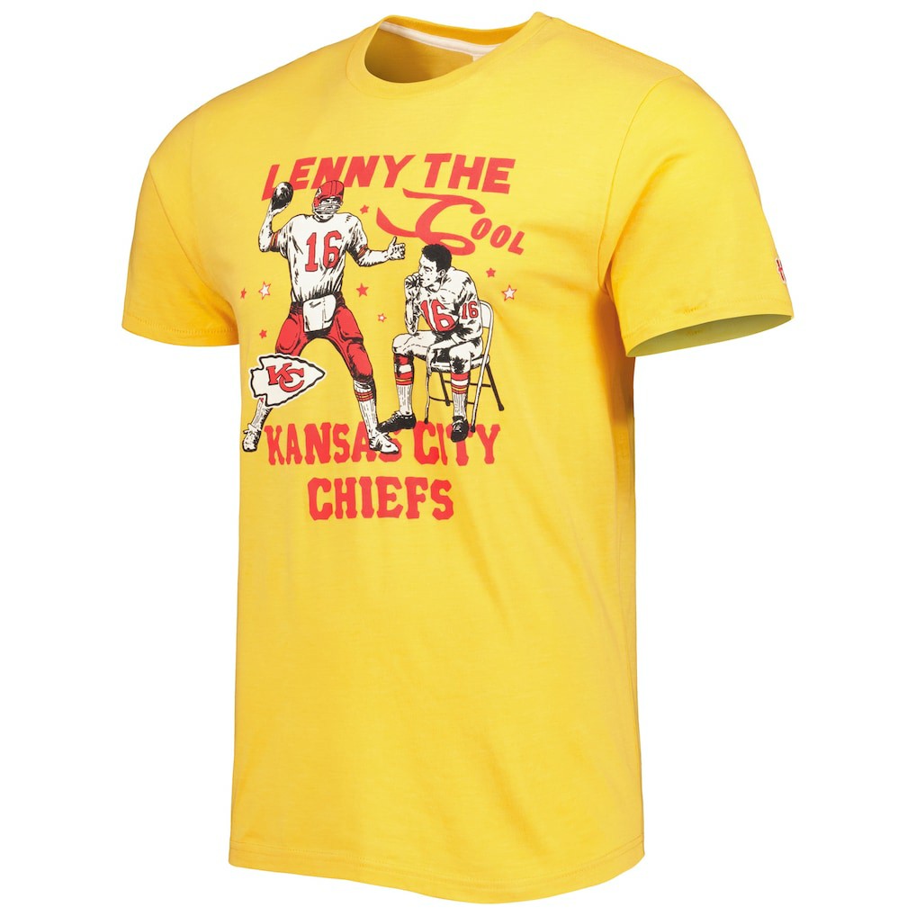 Len Dawson Kansas City Chiefs Homage Unisex Caricature Retired Player Tri-Blend T-Shirt - Gold T-shirts