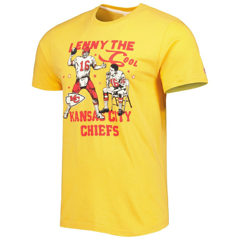 Len Dawson Kansas City Chiefs Homage Unisex Caricature Retired Player Tri-Blend T-Shirt - Gold T-shirts