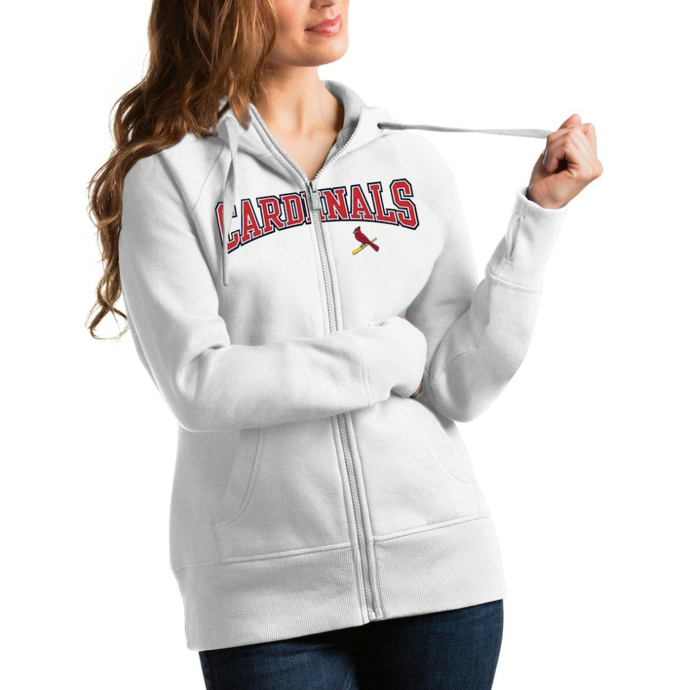 St. Louis Cardinals Antigua Women's Team Logo Victory Full-Zip Hoodie - White Hoodies