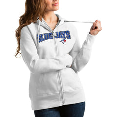 Toronto Blue Jays Antigua Women's Team Logo Victory Full-Zip Hoodie - White Hoodies