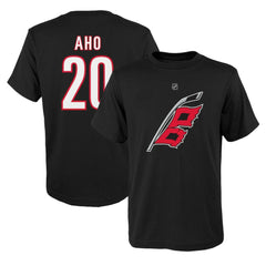 Sebastian Aho Carolina Hurricanes Youth Player Name & Number T-Shirt - Black | US 5111190