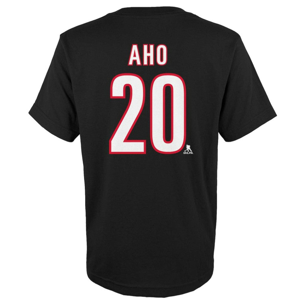 Sebastian Aho Carolina Hurricanes Youth Player Name & Number T-Shirt - Black | US 5111190