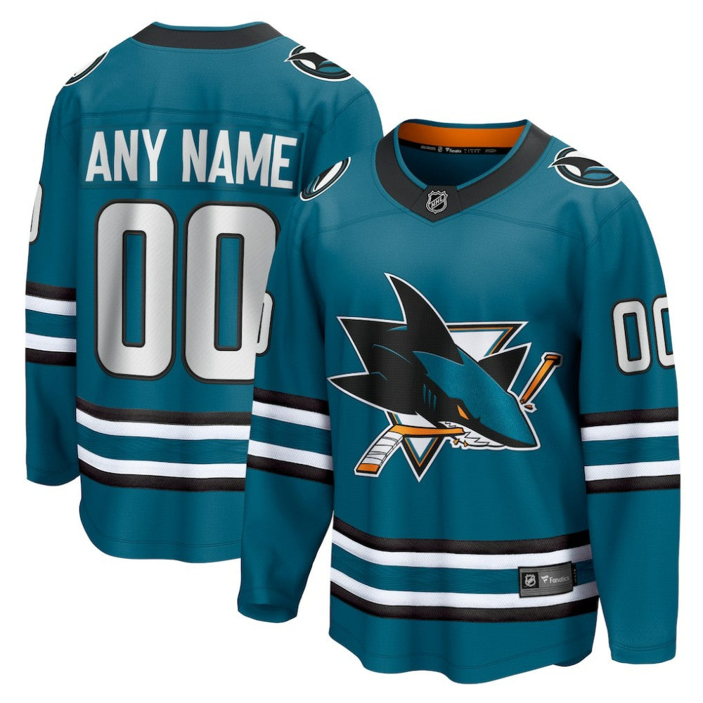 San Jose Sharks Fanatics Home Breakaway Custom Jersey - Teal | US 5111272