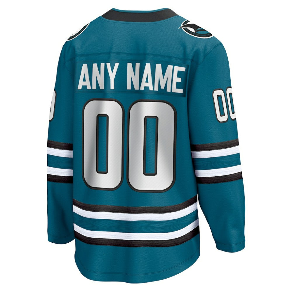 San Jose Sharks Fanatics Home Breakaway Custom Jersey - Teal | US 5111272