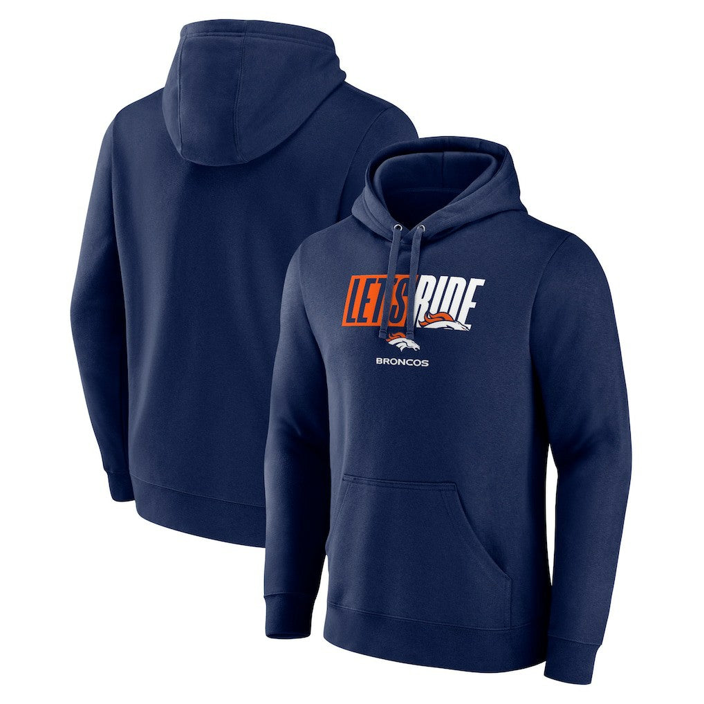 Denver Broncos Let's Ride Pullover Hoodie - Navy Hoodies