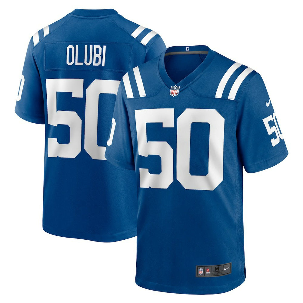Segun Olubi Indianapolis Colts Game Player Jersey - Royal Jerseys