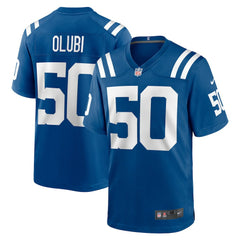 Segun Olubi Indianapolis Colts Game Player Jersey - Royal Jerseys