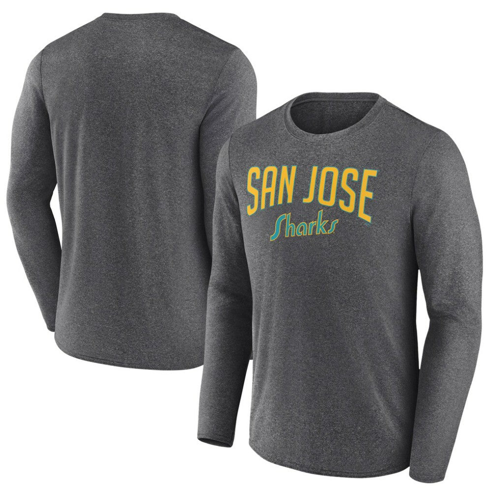 San Jose Sharks Fanatics Special Edition 2.0 Scoring Chance Long Sleeve T-Shirt - Heather Charcoal | US 5114149