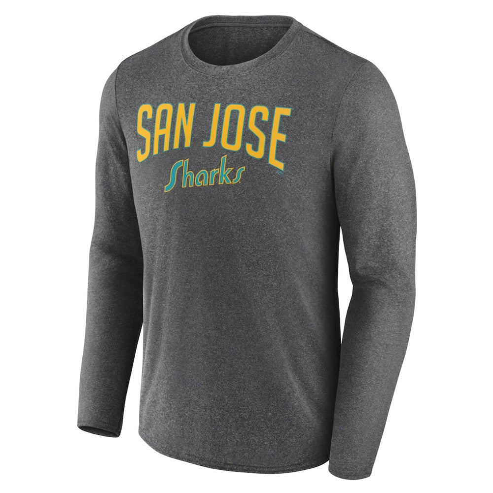 San Jose Sharks Fanatics Special Edition 2.0 Scoring Chance Long Sleeve T-Shirt - Heather Charcoal | US 5114149