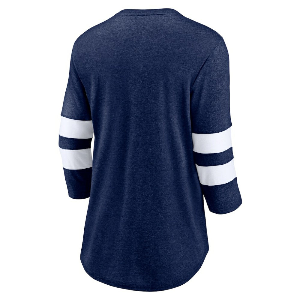 Seattle Kraken Fanatics Women's Special Edition 2.0 Barn Burner 3/4 Sleeve T-Shirt - Heather Deep Sea Blue | US 5114176
