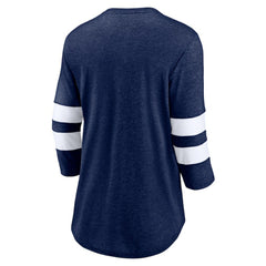 Seattle Kraken Fanatics Women's Special Edition 2.0 Barn Burner 3/4 Sleeve T-Shirt - Heather Deep Sea Blue | US 5114176