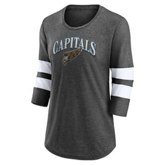 Washington Capitals Fanatics Women's Special Edition 2.0 Barn Burner 3/4 Sleeve T-Shirt - Heather Charcoal | US 5114186