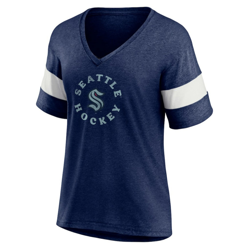 Seattle Kraken Fanatics Women's Special Edition 2.0 Ring The Alarm V-Neck T-Shirt - Heather Navy | US 5114308