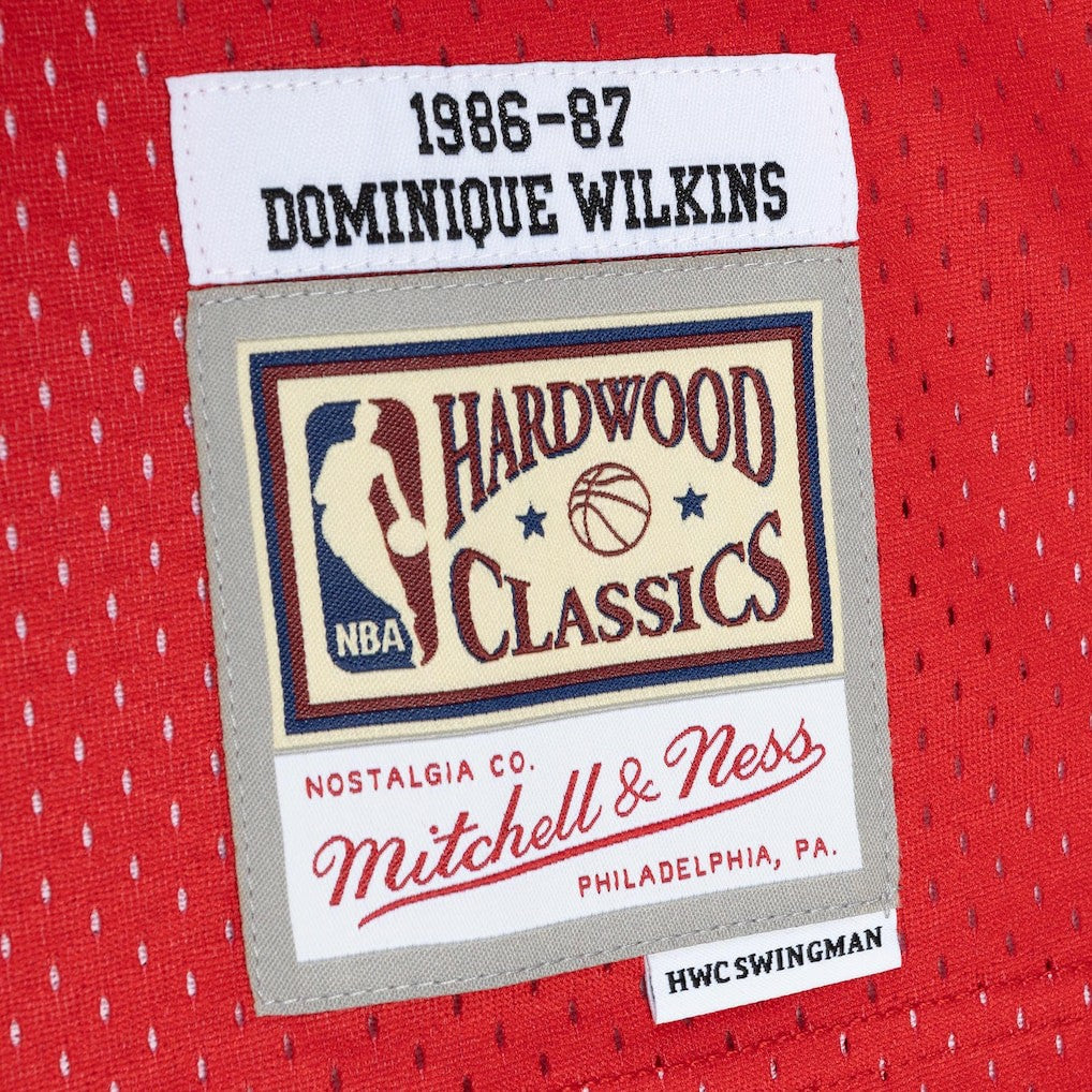 Dominique Wilkins Atlanta Hawks Hardwood Classics 1986/87 Split Swingman Jersey Yellow/Red - Mitchell & Ness