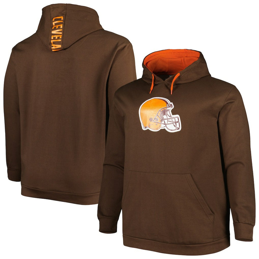 Cleveland Browns Big & Tall Logo Pullover Hoodie - Brown Hoodies