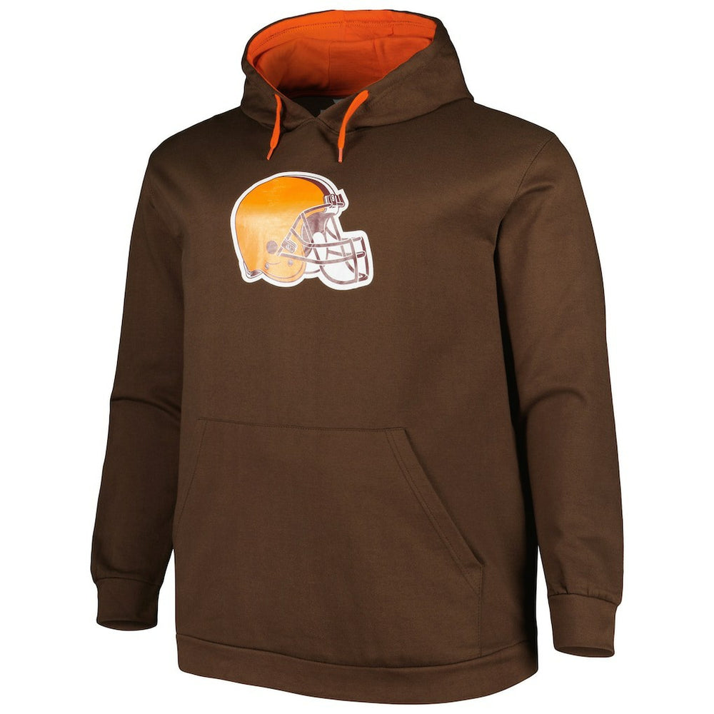 Cleveland Browns Big & Tall Logo Pullover Hoodie - Brown Hoodies