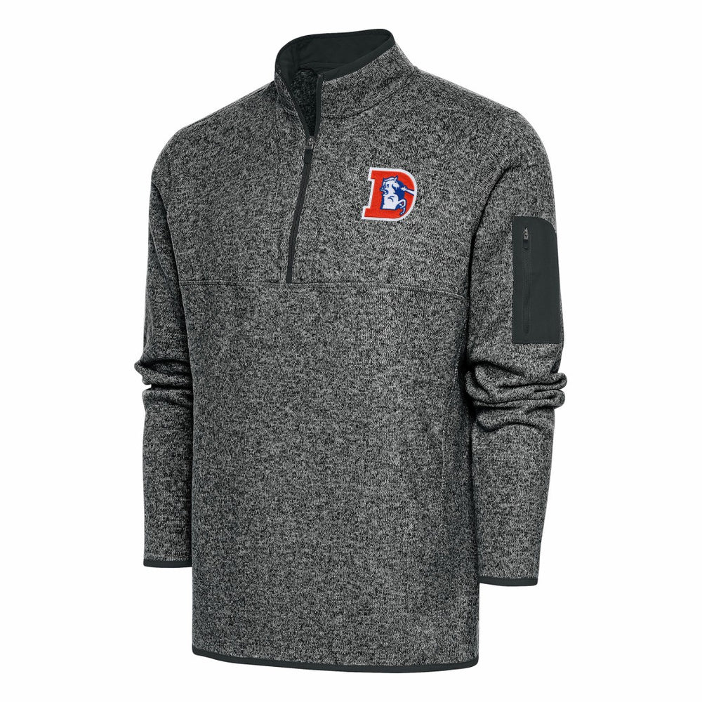 Denver Broncos Antigua Throwback Fortune Quarter-Zip Pullover Jacket - Heather Charcoal Pullover
