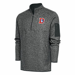 Denver Broncos Antigua Throwback Fortune Quarter-Zip Pullover Jacket - Heather Charcoal Pullover