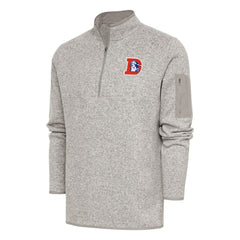 Denver Broncos Antigua Throwback Fortune Quarter-Zip Pullover Jacket - Oatmeal Pullover