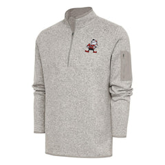 Cleveland Browns Antigua Throwback Fortune Quarter-Zip Pullover Jacket - Oatmeal Pullover