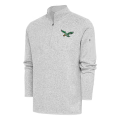 Philadelphia Eagles Antigua Throwback Fortune Quarter-Zip Pullover Jacket - Heather Gray Pullover