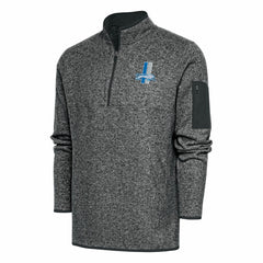 Detroit Lions Antigua Throwback Fortune Quarter-Zip Pullover Jacket - Heather Charcoal Pullover