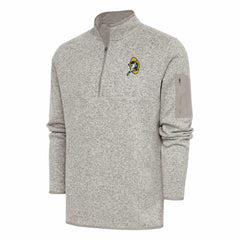 Green Bay Packers Antigua Throwback Fortune Quarter-Zip Pullover Jacket - Oatmeal Pullover