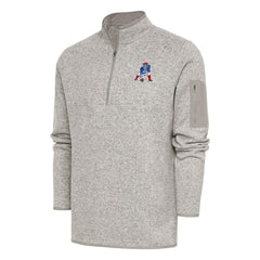 New England Patriots Antigua Throwback Fortune Quarter-Zip Pullover Jacket - Oatmeal Pullover